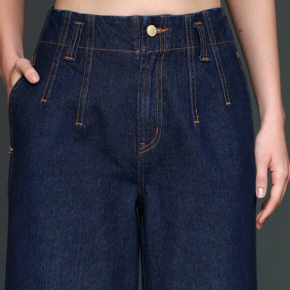 New Avec Les Filles Cinch Waist Wide Leg Jeans Rinse Wash 26 $138 - Picture 5 of 7